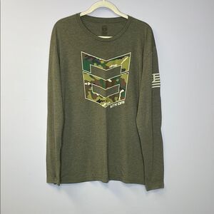 Green Long Sleeve Tee with Chevron Design